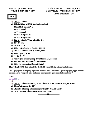 Kiểm tra chất lượng học kỳ I môn Toán 6 - Năm học 2013 - 2014